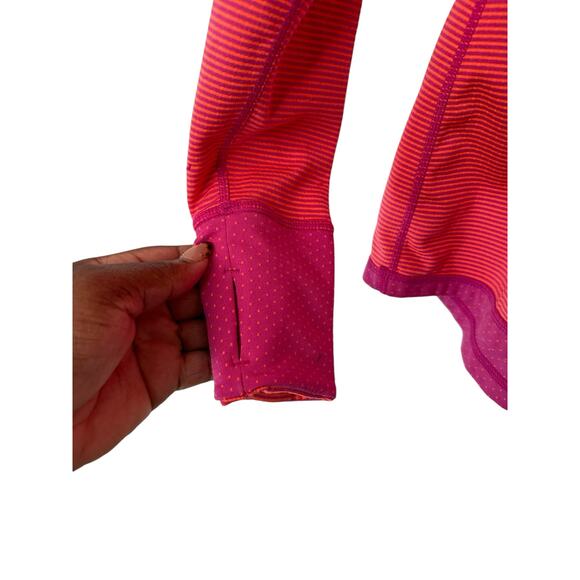 Saucony Pink Purple Striped Long Sleeve Cuffins Workout Running Shirt - Picture 7 of 15